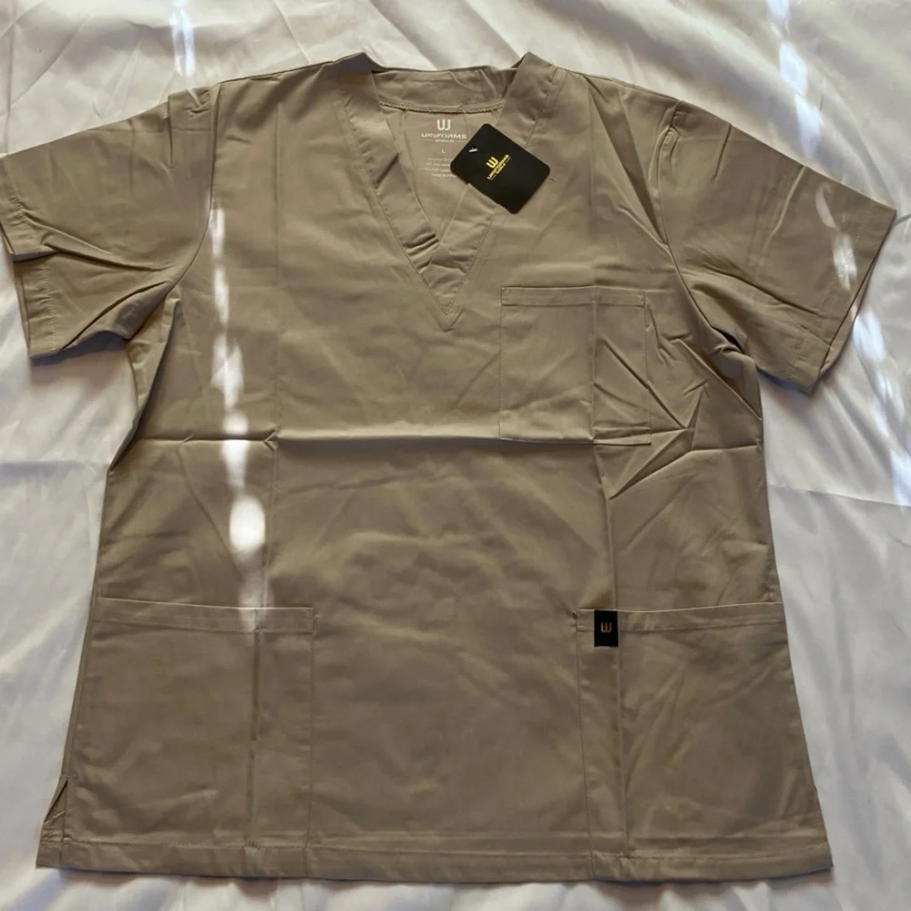 Women's Scrub Top Bundle Blue, Black, Cream With Green Uniform Set - Picture 6 of 11